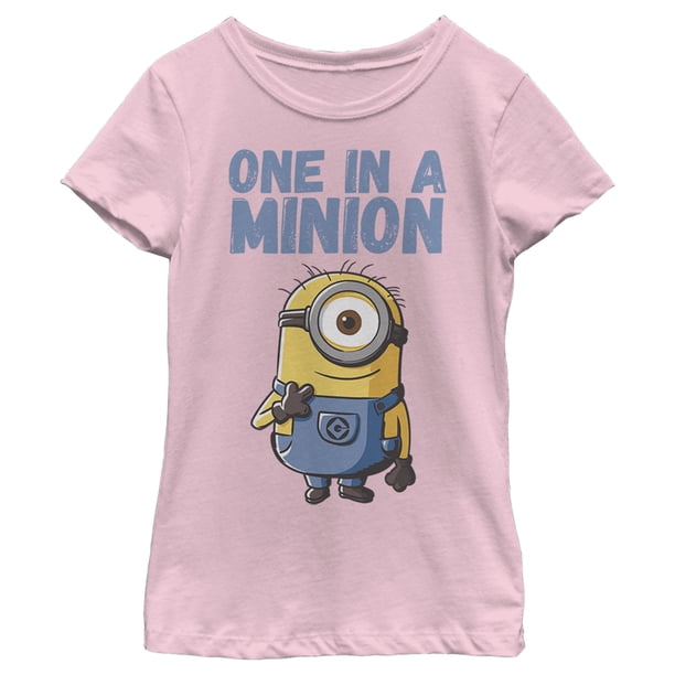 Girl's Despicable Me Cute One in a Minion Graphic Tee Light Pink Medium