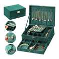 thumbnail image 2 of Estuche Caja Organizador Joyero Joyas Joyería Aretes Retro Verde, 2 of 5