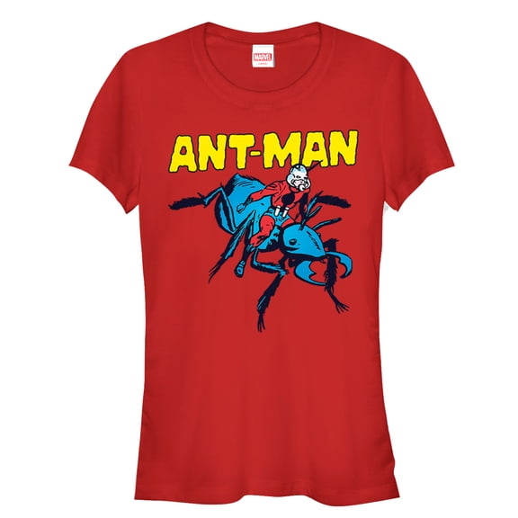 Junior's Marvel Ant-Man Vintage Ant Rider Cartoon  Graphic Tee Red X Large