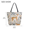 thumbnail image 5 of FORMRS Womens Canvas Tote Bag with Zipper Inner Pocket Shoulder Handbag, Animals in A Forest Pattern, 5 of 7