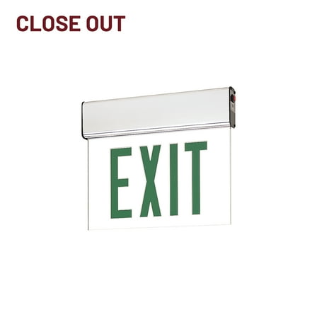 Nora Lighting NX-506-LEDG2MA Green LED Double Face Edge-Lit Exit, AC Only, Mirror, Aluminum