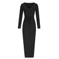 thumbnail image 6 of Lovskoo Sweater Dress for Women Trendy Cotton Stripe Lapel Loose Irregular Cardigan Dress Black, 6 of 6