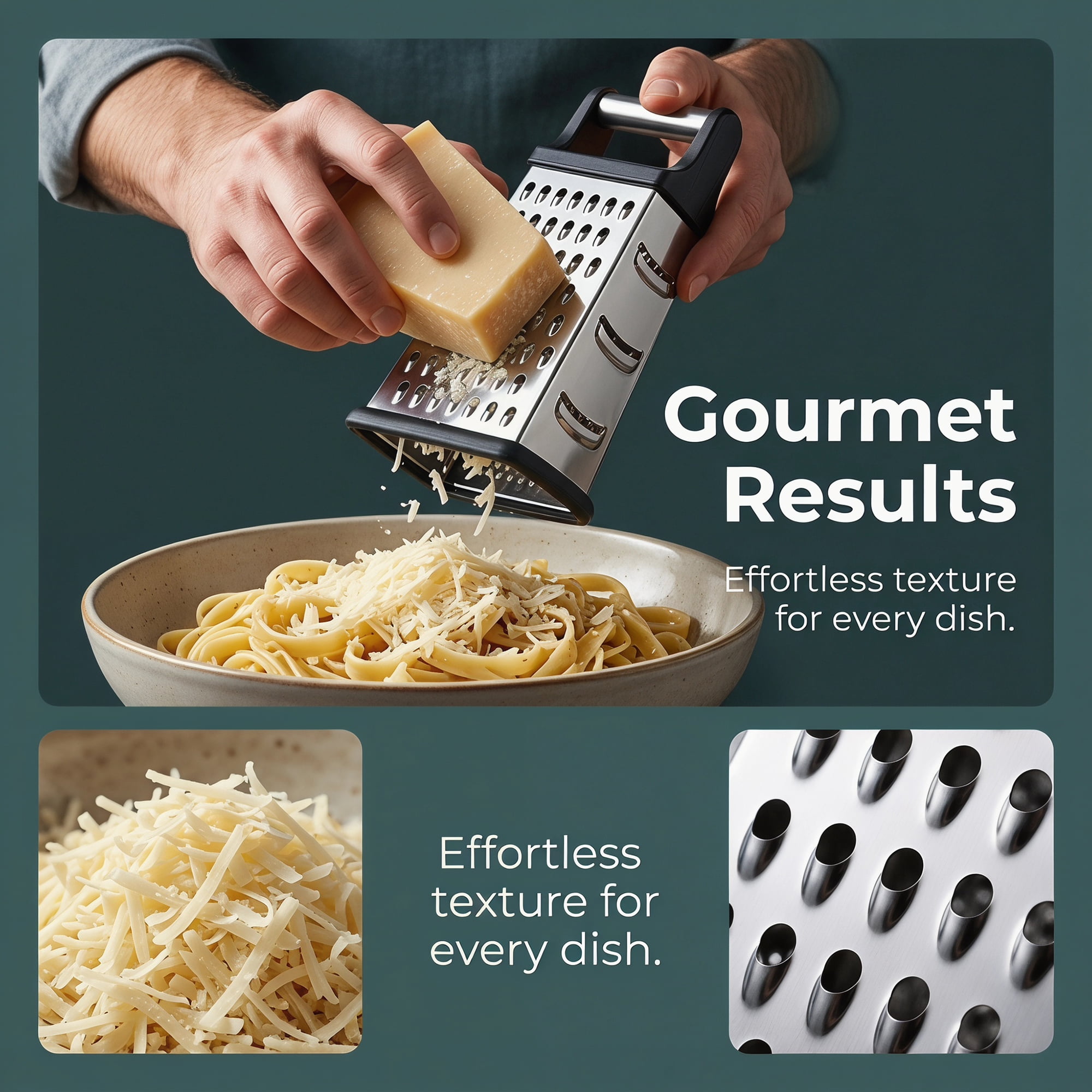 Unique Bargains 4-Sided Box Stainless Steel Mandoline Slicer with Non-Slip Base 5.1"x7.7"