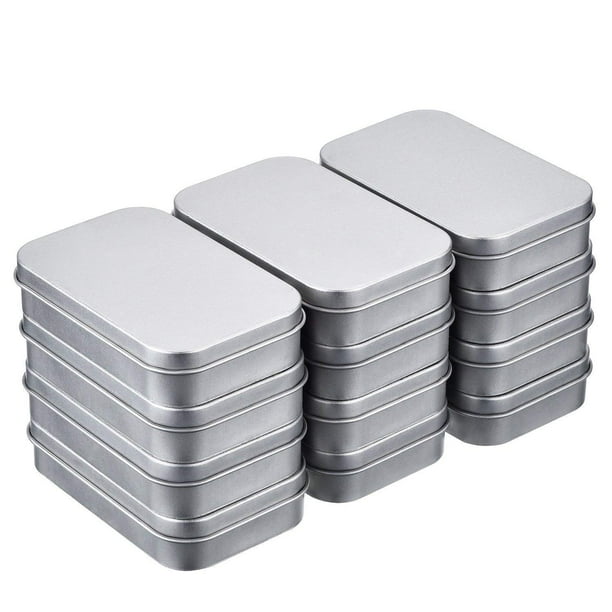 12 Pcs Mini Portable Metal Rectangular Empty Hinged Tins Box Containers ...