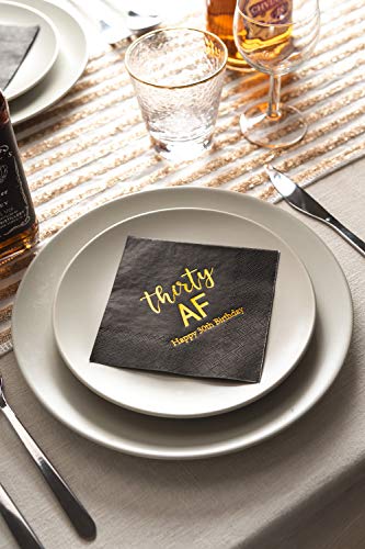 Crisky 30th Birthday Napkins Black Gold 30th Birthday Cocktail Napkins Beverage Napkins 30th Birthday Party Candy Table Decoration 50 Count 3 Ply Walmart Com Walmart Com