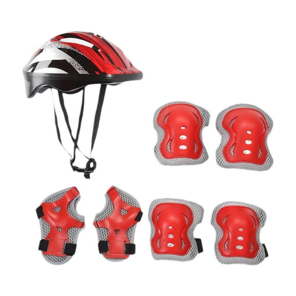Conjunto de rodilleras para casco de bicicleta para niños perfecl casco deportivo con ventilación Rojo