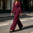 thumbnail image 6 of Miqool Women's 2 Piece Pant Suits Dressy One Button Blazer Wide Leg Pant Work Office Outfits Business Suit Set, 6 of 8