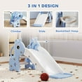 thumbnail image 3 of Qaba 3-in-1 Toddler Slide, Kids Slide with Climber, Basketball Hoop and Ball, Giraffe Shape Freestanding Playset for Indoor Kids 1-3 Years, Blue, 3 of 9