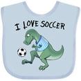 thumbnail image 3 of Inktastic I Love Soccer-Dinosaur in Blue Boys or Girls Baby Bib, 3 of 4