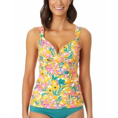 Anne Cole Women's Floral Printed Underwire Twist Tankini Top (32C/34B, Multi)