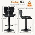 thumbnail image 4 of CONCETTA Set of 2 Swivel Bar Stools, Adjustable Height Modern Faux Leather Barstools Counter Bar Chairs with Backrest for Kitchen Island & Home Bar, Black, 4 of 6