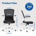 thumbnail image 3 of COOLHUT Office Chair, Ergonomic Office Chair, Comfort Home Office Task Chair, Lumbar Support Computer Chair with Flip-up Arms and Adjustable Height, 350LBS, White, 3 of 11