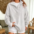 thumbnail image 2 of Visaly Henley Neck Sweatshirts for Women Oversized Sweatshirt Soft Sweatshirt Dressy Sweatshirts Flowy Tunic Sweatshirt Plain Sweatshirt Drop Shoulder Sweatshirt Fall Outfits Grey S, 2 of 6