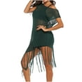 thumbnail image 5 of Women's Crochet Bathing Suit Cover Ups Beach Sexy Swim Dress Sleveless Hollow out Fishnet Swimwear Tassel Cover Ups, 5 of 7
