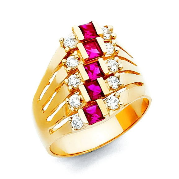 14k Yellow Gold Cubic Zirconia Semanario Ring Size 7 Ring for Women - 5.3 Grams