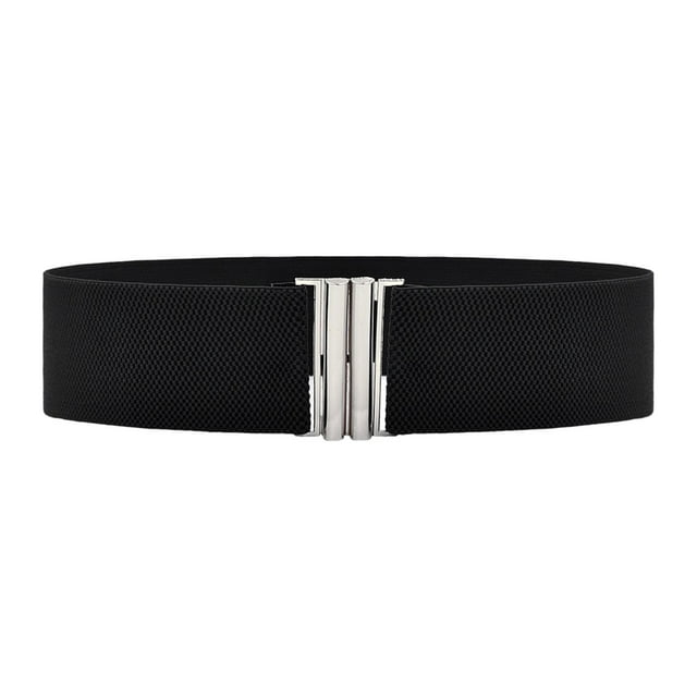 Cinturón elástico para mujer, cinturón elástico con hebilla, cinturón de corsé de moda. Negro