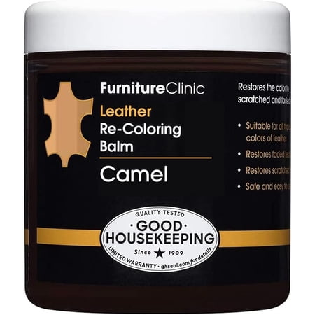 The Original Leather Recoloring Balm by Furniture Clinic - 16 Color Options - Leather Repair Kit for Furniture - Restore Couches, Car Seats, Clothing - Non-Toxic Leather Repair Cream (Camel)