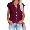 thumbnail image 1 of Camisa Slubcotton - Camiseta para mujer, manga de murciélago, cuello en V, camisetas casuales sólidas (rojo vino S) Cgtredaw Para estrenar, 1 of 1