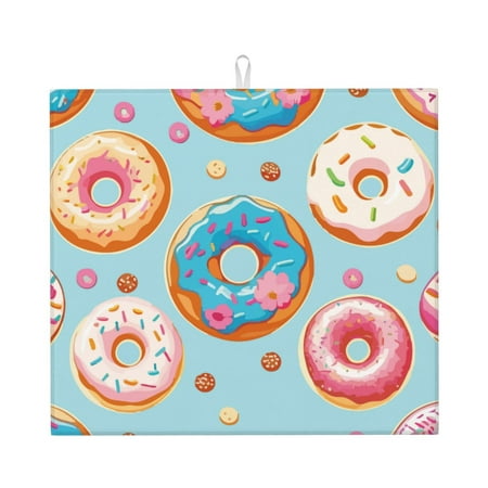 

Naloa Colorful Donut Dish Drying Mat for Kitchen Counter Heat Resistant Drainer Mats Absorbent Draining Mat Dish Rack Pad 16 x18