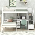 thumbnail image 2 of Twin Wood Loft Bed with a Stand-alone Bed, Storage Staircase, Desk, Shelves and Drawers, Loft Bed with Desk and Shelves, Loft Twin Bed for Teenagers, Multiple Functions Bed(White), 2 of 8