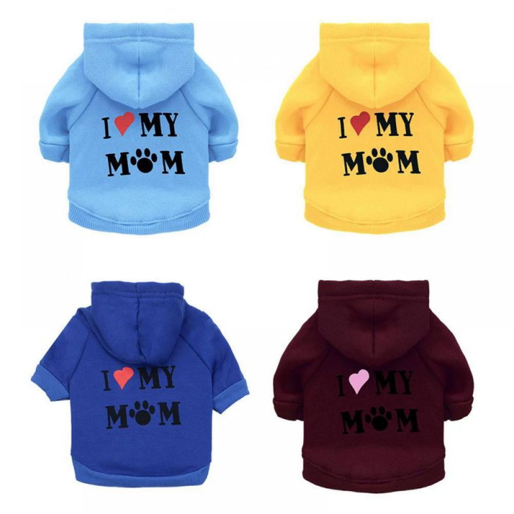 Puppy Dog Hoodies Sweatshirts i Love My Mom Letters Printed Shirt Warm Sweatshirt Pet Cold Weather Coat