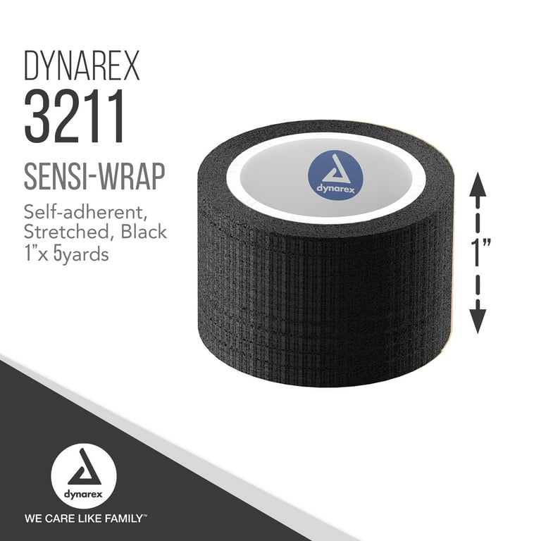 Dynarex Sensi-Wrap Self Adherent Bandage Rolls, Black, 1" X 5 Yards, Pack Of 30 - No Adhesive, Sticks To Itself