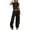 Black, variant on Scyoekwg Womens Casual 2 Piece Outfits Sleeveless Round Neck Tops Wide Leg Pants Casual Trendy Solid Color Loose Sweatsuits Sets Tracksuit (Black,L)