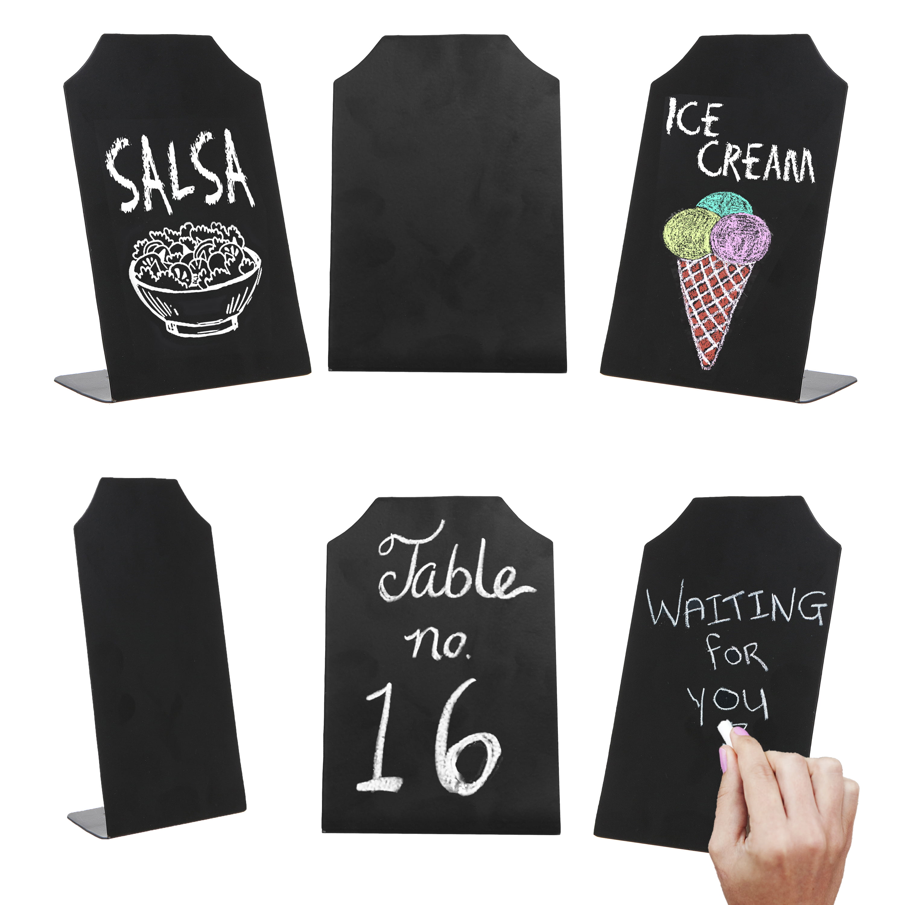 Set of 6 6 Inch Small Erasable Chalkboard Memo Sign Wedding & Event Place Card 