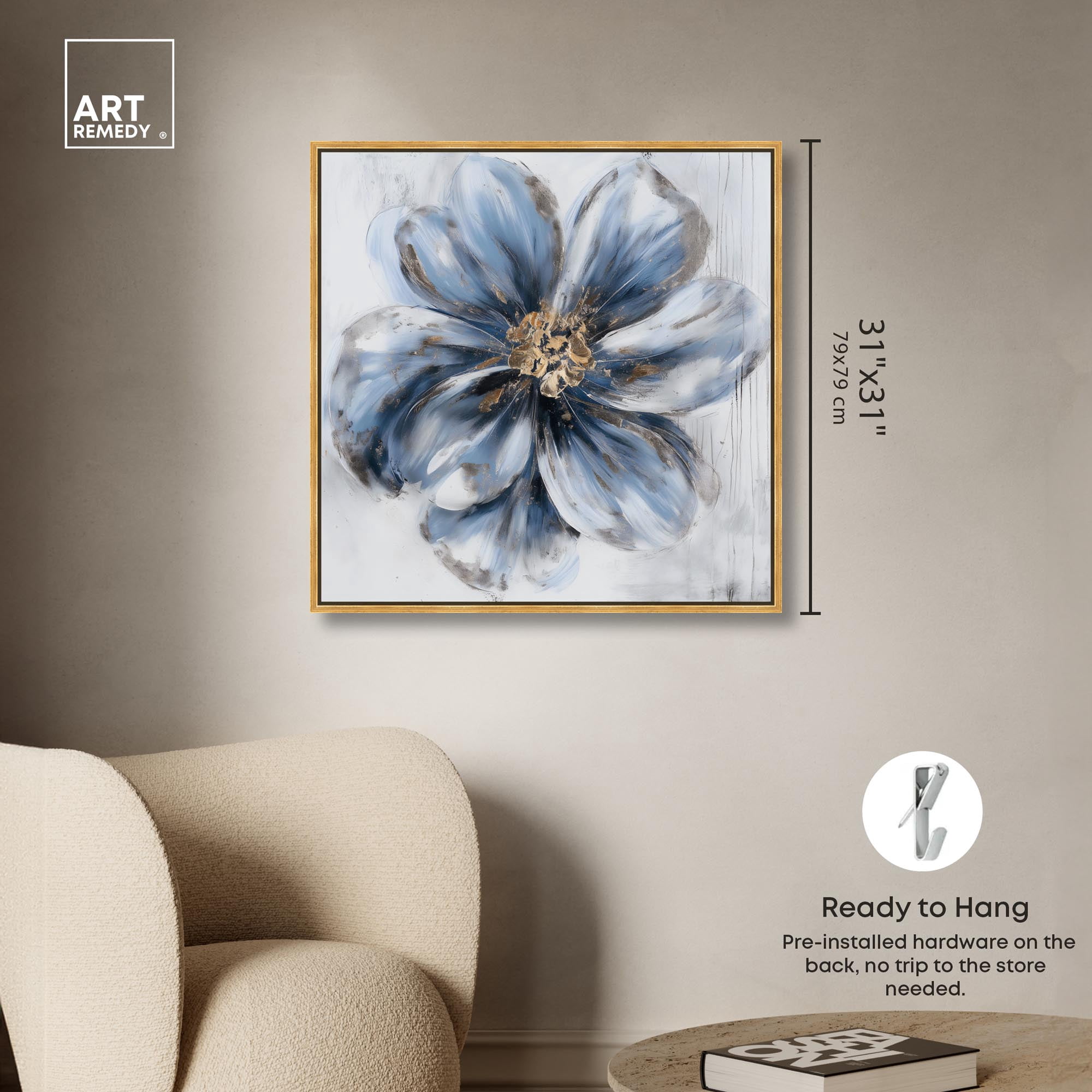 Frosted Elegance I Canvas Flower Art by Art Remedy, Gold Frame, 30" x 30"