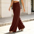 thumbnail image 4 of BRELIL Women's Wide Leg Elastic Waist Pants with Pockets Casual Loose Lounge Pants Solid Long Trousers Vacation Travel Outfits, Wine S, 4 of 6
