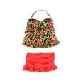 thumbnail image 2 of Island Escape Womens Floral Tiered Skirtini 2 Piece Tankini, Orange, 10, 2 of 2
