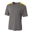 thumbnail image 2 of A4 Tourney Heather Short Sleeve Color Block For Men in Heather/Gold | N3100, 2 of 2