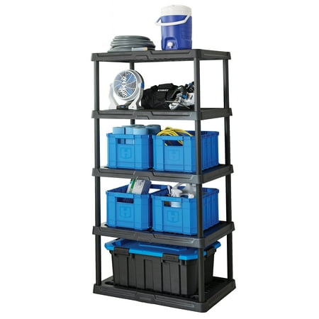 HART 5-Tier 24"x36"x70.2" Plastic Ventilated Shelf Unit,1000 lbs. Capacity