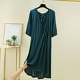 thumbnail image 2 of Bpmpbo Women's Short Sleeved Nightgown Long Sleepshirts Tie Neck Solid Color with Chest Cushion Loose Comfortable Plus Size Home Sleep Dress, 2 of 5