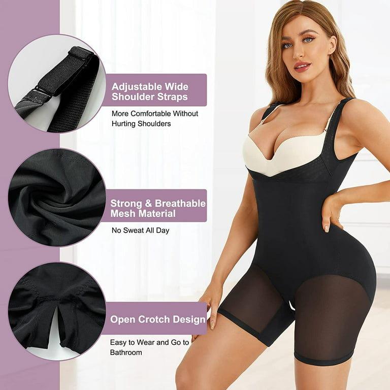 Gotoly Women Tummy Control Shapewear Bodysuit Full Body Waist Trainer Butt  Lifter Girdle Body Shaper Shorts(Black Small) 