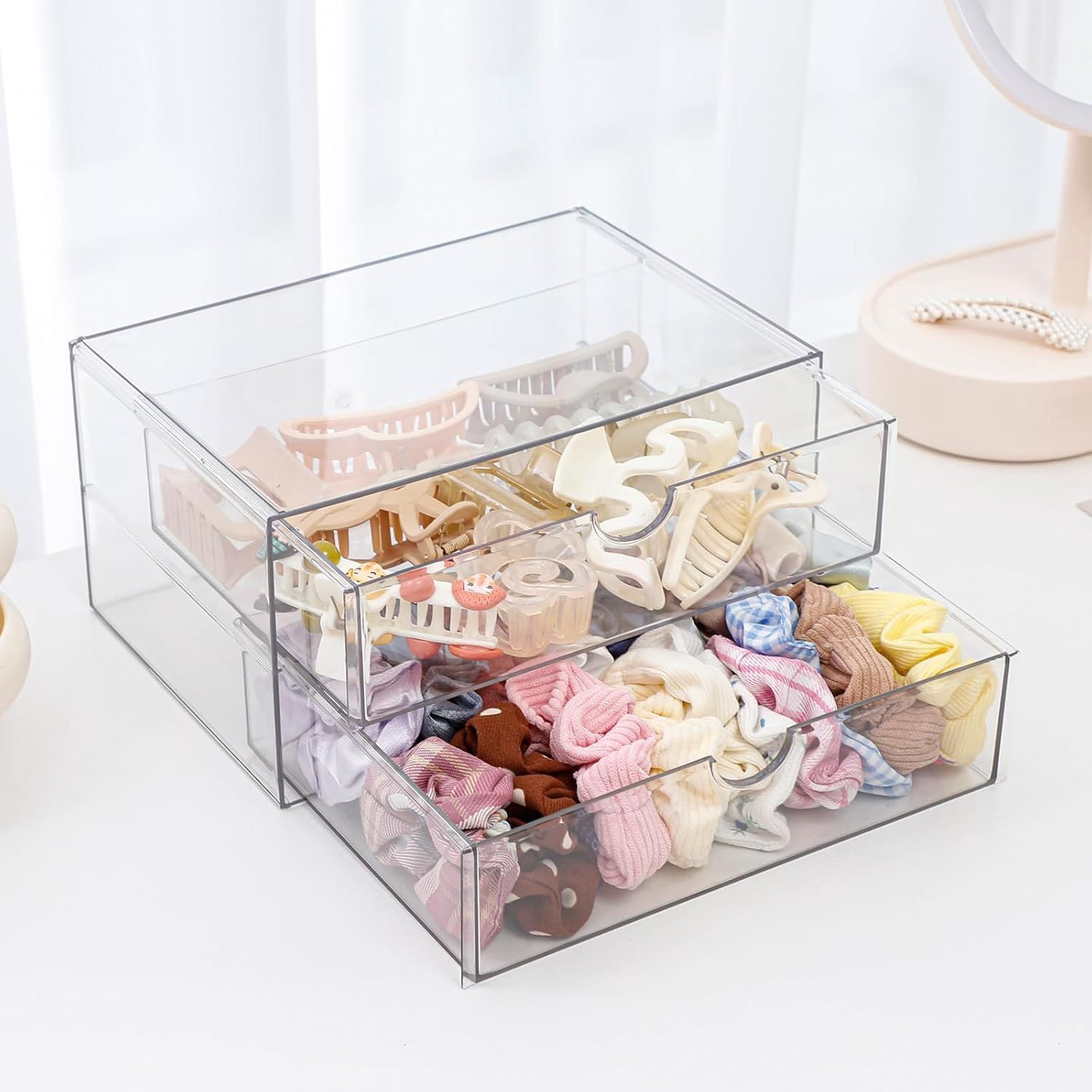 Stackable Clear Plastic Storage Drawers, 6-Drawer Organizer Bin for Home Office, Bathroom, Kitchen, Pantry, Desk Storage for Markers, Pencils, Books, Art Crafts & Makeup  RLB