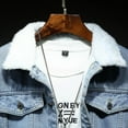 thumbnail image 6 of Clearance Men's Fleece Jean Jacket Winter Cotton Sherpa Lined Denim Trucker Coat Winter Warm Single Breasted Stand Collar Jean Jacket, 6 of 6