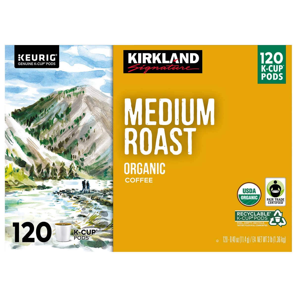 Kirkland Signature Coffee Organic Summit Medium Roast K-Cup Pod 120 Count