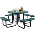 thumbnail image 3 of AwayHome 46" Outdoor Expanded Metal Round Picnic Table with 4 Benches & Umbrella Hole,Patio Table Set for 8 Person,Durable and dirt resistant,Green, 3 of 7