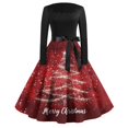thumbnail image 2 of Women's Casual Fashion Printed Retro Square Neck Long Sleeve Dress with Merry Christmas AI Design, Fall and Winter Dress for Holiday Events and Daily Comfort,Vermilion,3XL, 2 of 4