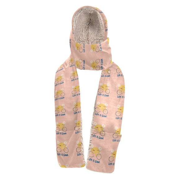 BZSMCE Warm Fleece Hood Scarf Wrap Joy Ride Pattern