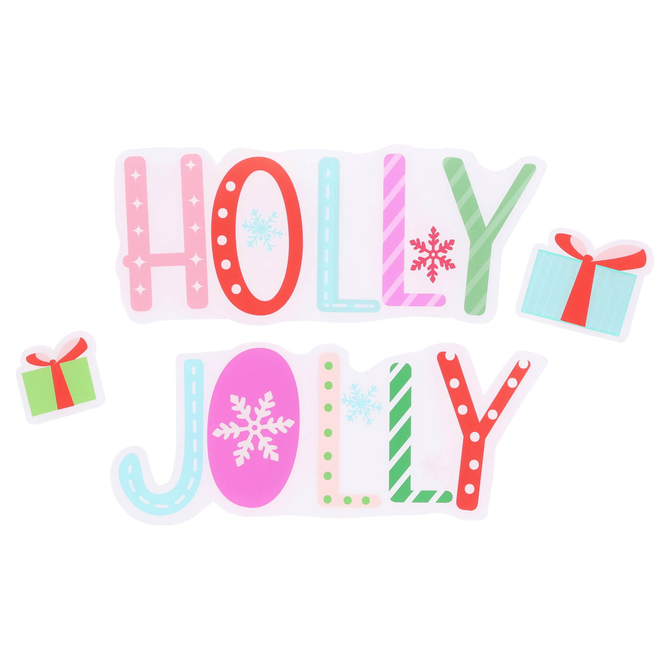 Holly Jolly Christmas Window Clings, Multicolor, 10.8" x 16.8", by Holiday Time