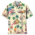 thumbnail image 3 of Camisa con estampado 3D de ciclismo tropical colorido para hombres, camisas hawaianas de manga corta con gráficos de bicicleta, blusa holgada con solapa estilo Aloha callejero, 3 of 4