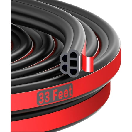 

THONZER Universal Car Door Rubber Seal Strip Self Adhesive Automotive Door Soundproofing Weather Stripping Double Layer 5-Hole Auto Weatherstrip fit Truck Pickup RVs (16.5 Feet Long)