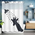 thumbnail image 6 of No Hook Shower Curtains with Snap-in Liner Set, Giraffe Showering Waterproof Hotel Style Bathroom Shower Curtain, Modern Abstract Art Funny Animals Breathable Mesh Top Window Bath Curtains 60''x72'', 6 of 9