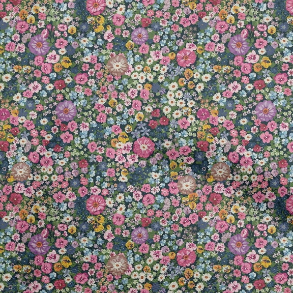 oneOone Georgette Viscose Teal Blue Fabric Asian Ditsy Flower Fabric For Sewing Printed Craft Fabric By The Yard 42 Inch Wide