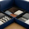 thumbnail image 2 of Gewnee Modular Oversize 142.5" Nave Blue Sectional Sofa Couch 4 Seats with 1 Storage Ottoman, Cylindrical Backrest and Armrests Deep Comfortable Seating,Durable and Supportive for Living Room, 2 of 18