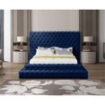 thumbnail image 4 of Pemberly Row Modern / Contemporary Fabric Navy Velvet Queen Bed, 4 of 9
