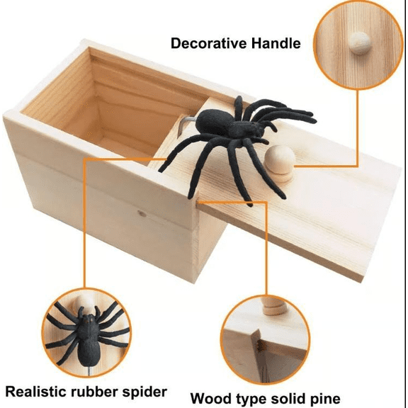EKIDAZB Original Spider Scare Prank Box, Hilarious Wooden Scare Box, Handmade Fun Joke Scarebox Toy, Practical Gift Toy Spider Box Prankoy Prank for Kids Adults