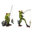 thumbnail image 4 of Pack of 2 Favorite Pastime Green Frogs Besties Rod Fishing by The Pond Figurines, 4 of 10